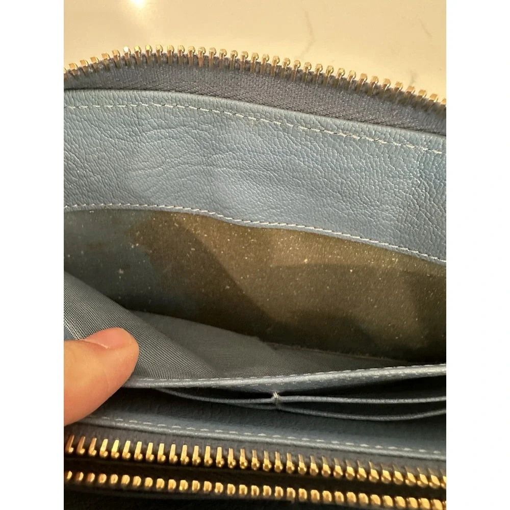MIU MIU Blue Pink Leather Zip Around Wallet Clutch See PHOTOS FAIR CONDITION
